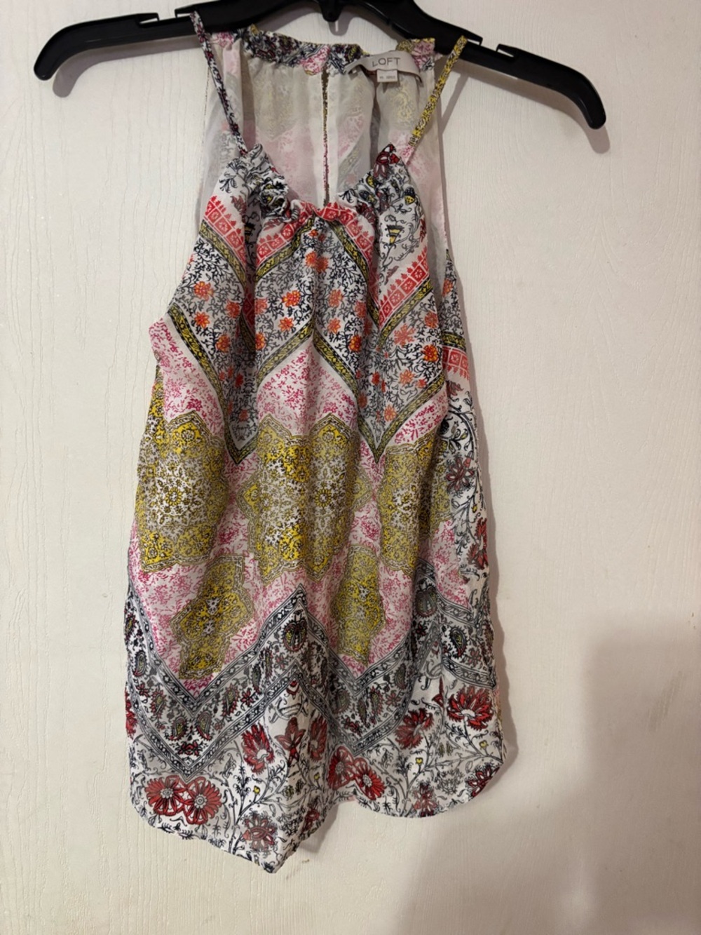 LOFT Printed Halter Tank Top in White, Pink, Yellow